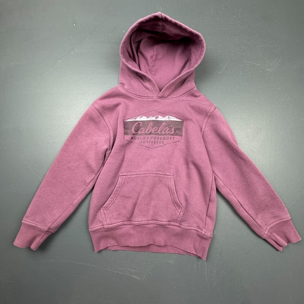 Cabela's Kids Size M Purple Hoodie Pullover Fleece Sweatshirt Logo Casual Youth